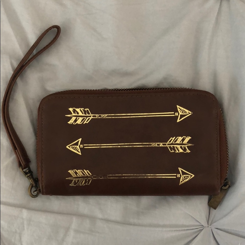 Faux Leather Wristlet/Clutch/Wallet